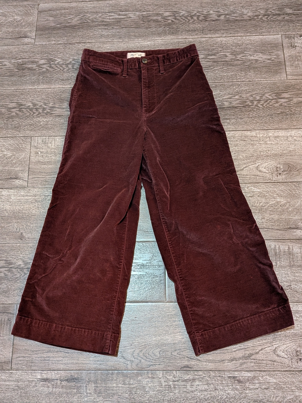 Madewell High-Rise Corduroy Wide-Leg Crop Pants Burgundy Maroon
